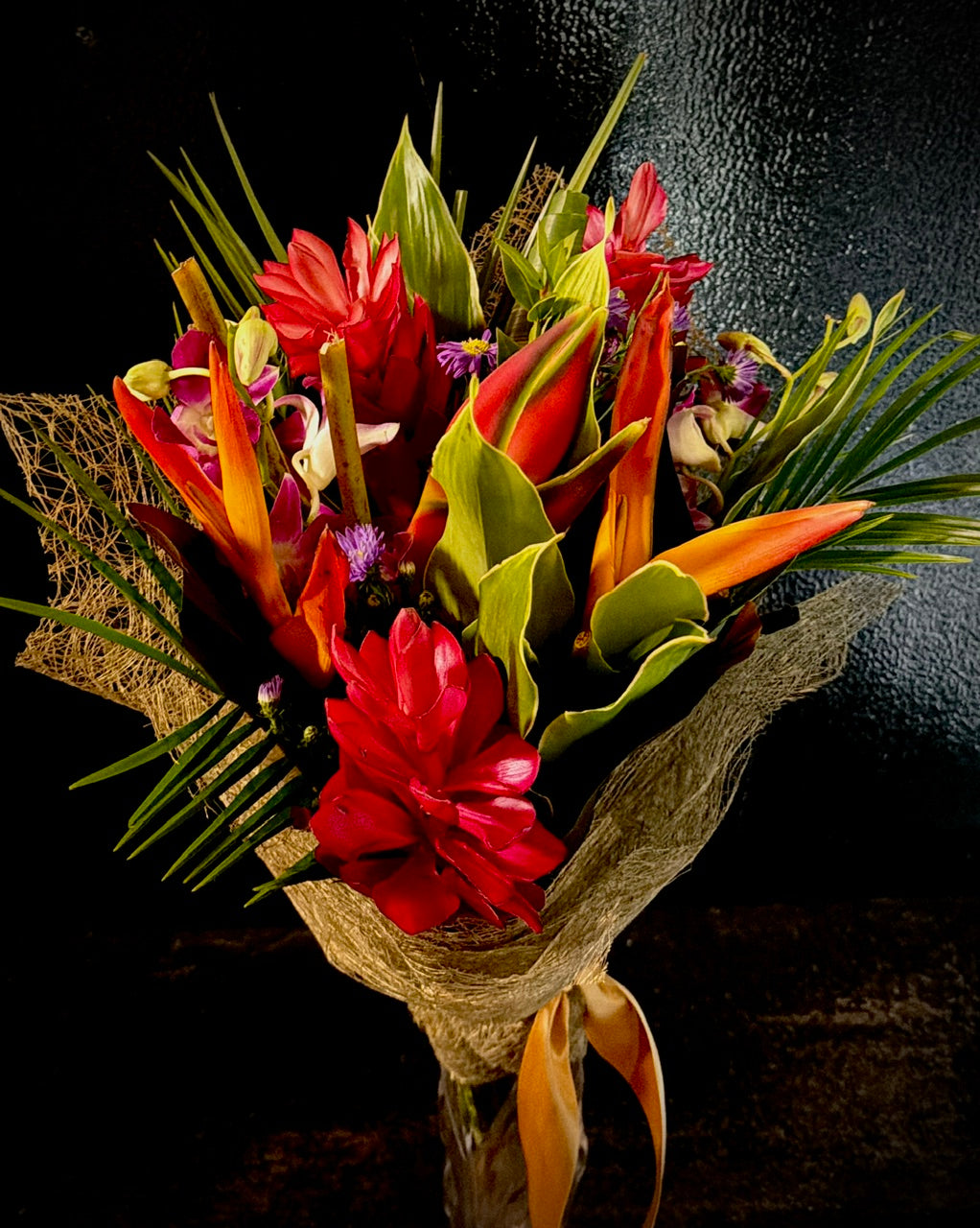 Tropical mix wrapped bouquet